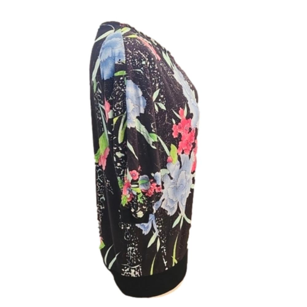 Womens Vintage Western Connection black floral quarter sleeve top size Medium. - Picture 5 of 14